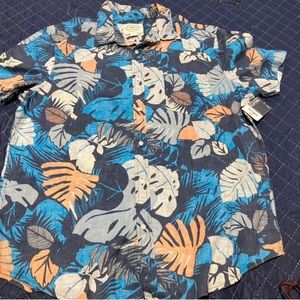 Blue Hawaiian Shirt Mens XL tropical design by St Johns Bay